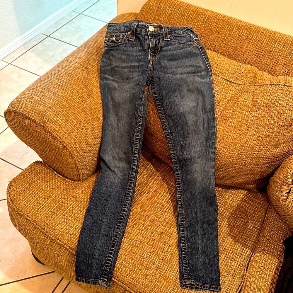 True Religion Y2K Low Rise Dark Wash Jeans Embellished